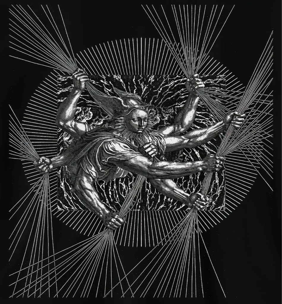 Official Hermes Agent artwork showing the winged Hermes figure with multiple arms