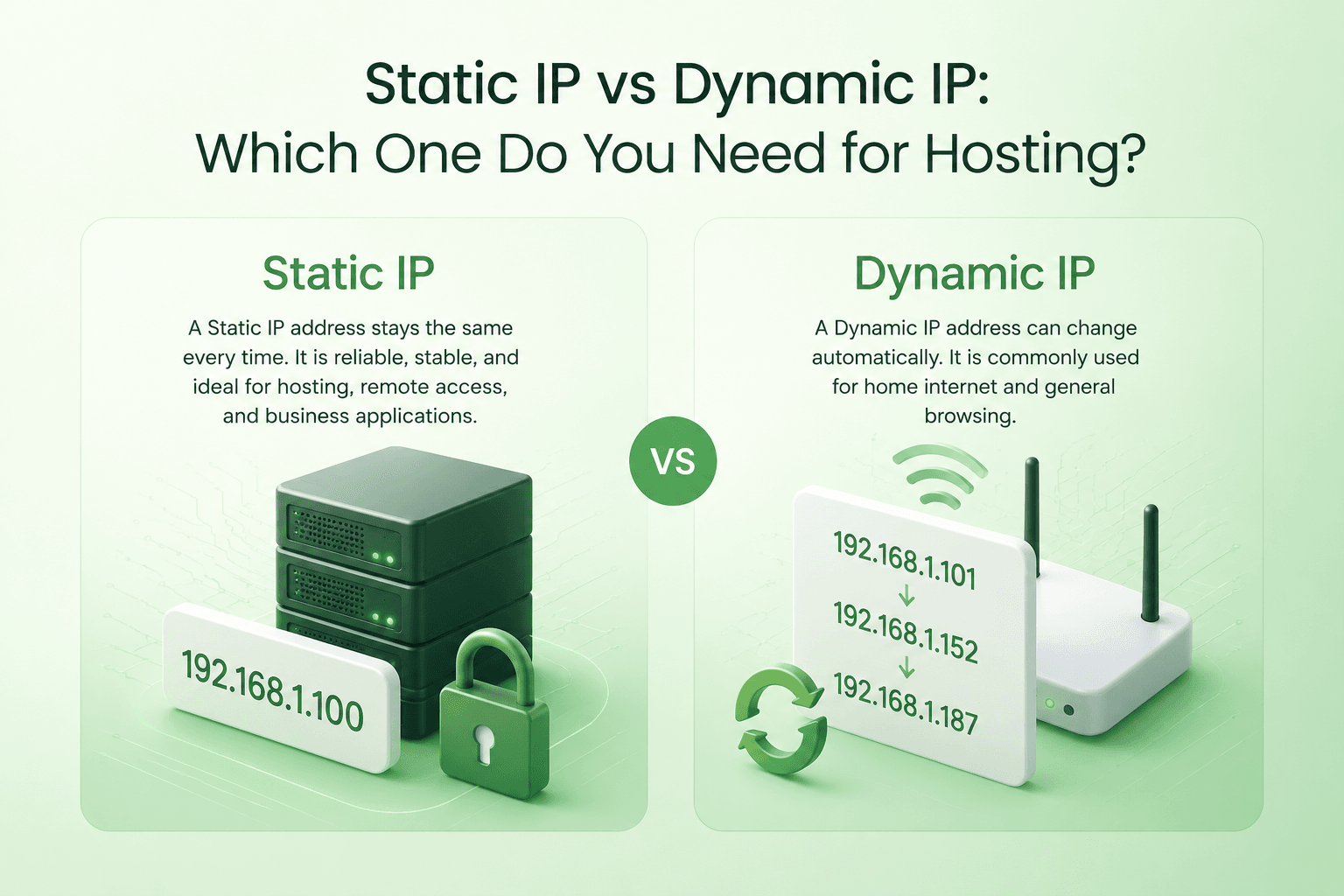 Static IP vs Dynamic IP - Which One Do You Need for Hosting
